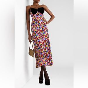 RIXO Leanna bow-detailed floral-print voile midi dress
